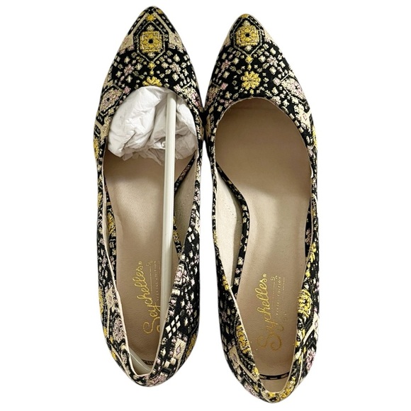 Anthropologie Seychelles Size 8 Great Beyond Brocade Metallic Print Pump Heels - Picture 2 of 9